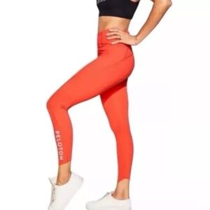 Athleta Womens Red Orange Peloton Velocity 7/8 Yoga Leggings